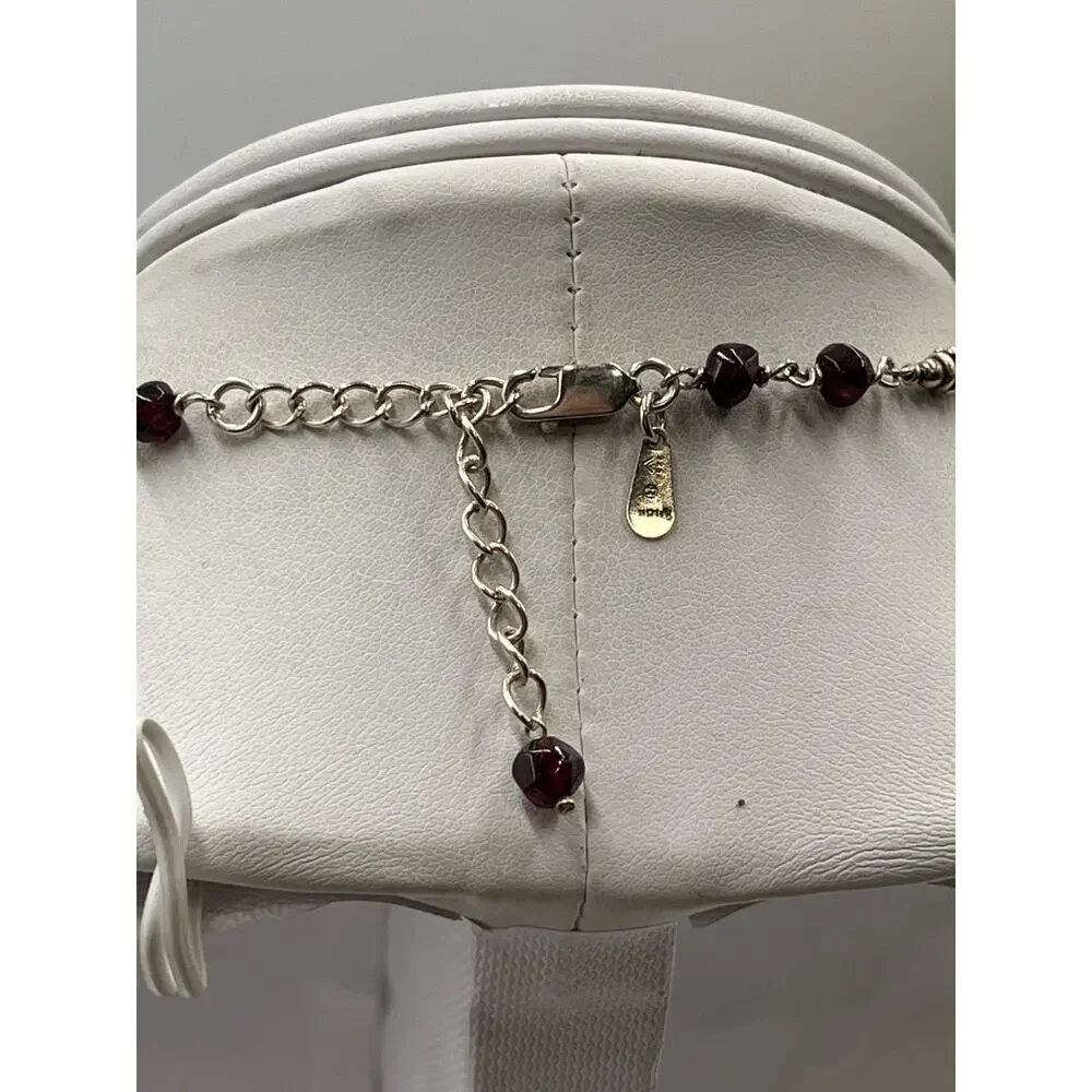 SILPADA Retired Sterling Silver‎ 925 Garnet Beads Station Chain Necklace N1053 - Picture 2 of 7